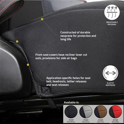 Neoprene Front and Rear Seat Cover Kit (Black) - 472101 - Smittybilt