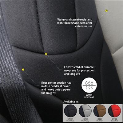 Neoprene Front and Rear Seat Cover Kit (Black) – 472201 view 9