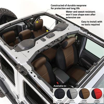 Smittybilt Neoprene Front and Rear Seat Cover Kit (Black/Tan) – 472225 view 2