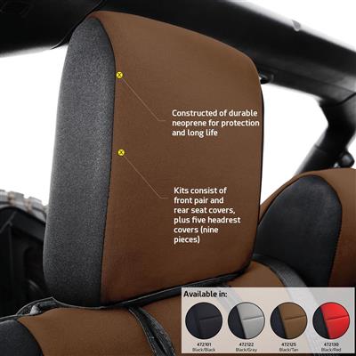 Smittybilt Neoprene Front and Rear Seat Cover Kit (Black/Tan) – 472225 view 3