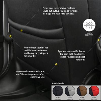 Smittybilt Neoprene Front and Rear Seat Cover Kit (Black/Tan) – 472125 view 4