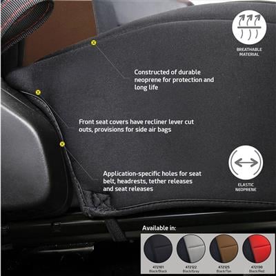 Smittybilt Neoprene Front and Rear Seat Cover Kit (Black/Tan) – 472125 view 9