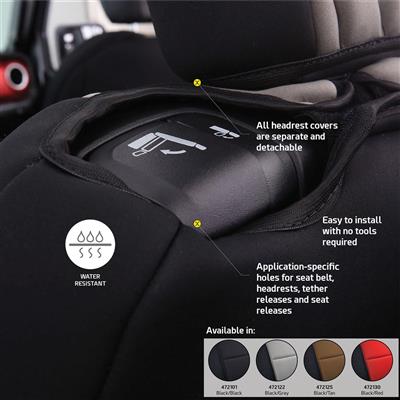Smittybilt Neoprene Front and Rear Seat Cover Kit (Black/Tan) – 472125 view 7