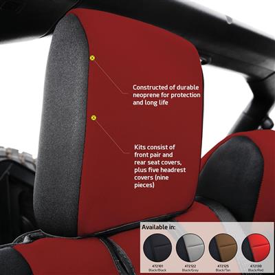 Smittybilt Neoprene Front and Rear Seat Cover Kit (Black/Red) – 472130 view 2