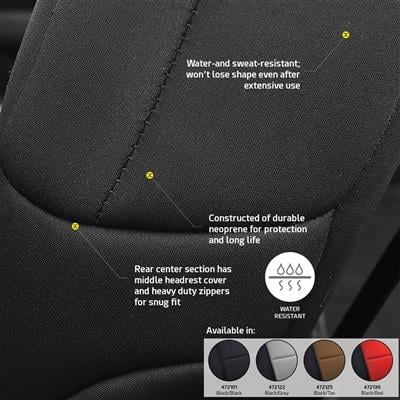 Neoprene Front and Rear Seat Cover Kit (Black/Red) – 472130 view 7
