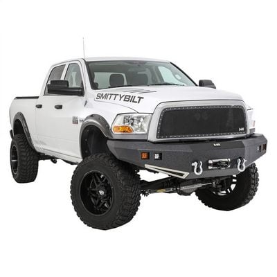 Smittybilt M1 RAM Truck Winch Mount Front Bumper with D-Ring Mounts and Light Kit (Black) – 612802 view 4