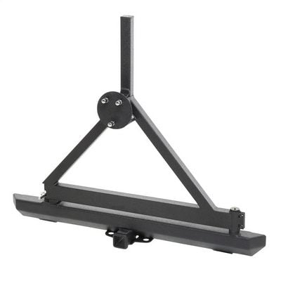 Classic Rock Crawler Rear Bumper and Tire Carrier with Receiver Hitch (Black) – 76651 view 3