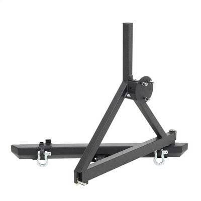 Classic Rock Crawler Rear Bumper and Tire Carrier with Receiver Hitch and D-ring Mounts (Black) – 76651D view 2